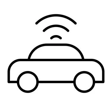 Simple Vector Illustration of Autonomous Vehicle with Signal Waves Stockillustratie