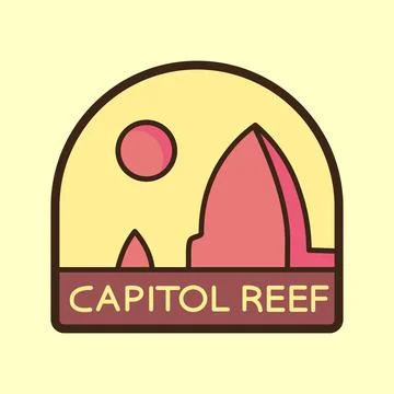 Simple vector illustration of Capitol Reef National Park in mono line style Stock Illustration