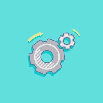 Simple vector illustration with a cogwheel icon flat design 스톡 일러스트