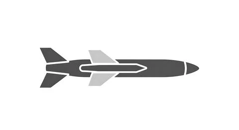 Simple vector illustration of a dark gray missile with lighter gray fins an.. Stock Illustration
