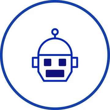 Simple vector illustration featuring a cute robot head within a circle frame Stock Illustration