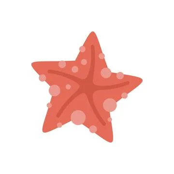 Simple vector illustration featuring a red starfish resting on white background 스톡 일러스트