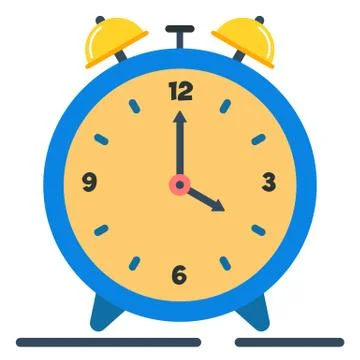 Simple vector illustration of flat clock. Stock Illustration