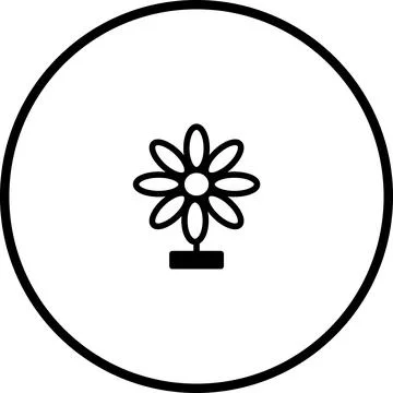 Simple vector illustration of a flower icon enclosed within a circular frame Stock Illustration