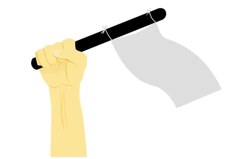 Simple Vector Illustration for Give Up, Holding White Flag Ilustração Stock