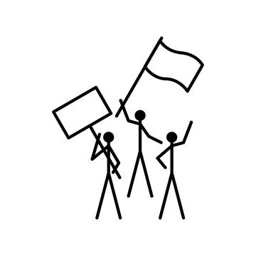Simple vector illustration of a group of people protesting or demonstrating.. Stock Illustration