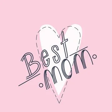 Simple vector illustration with heart and quote Brst mom for card, sticker Stock Illustration