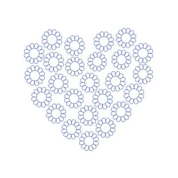 Simple vector illustration of a heart shape filled with flowers Stock Illustration