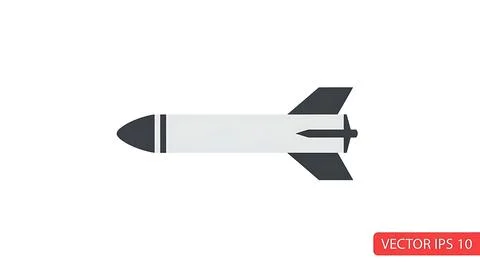 Simple vector illustration of a light gray and dark gray missile or bomb wi.. Stock Illustration