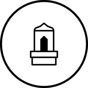 Simple vector illustration of a mosque or islamic structure in a circle frame Stock Illustration
