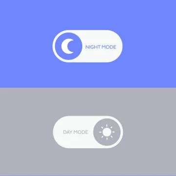 Simple vector illustration of the night and day mode switch buttons with flat su Stock Illustration