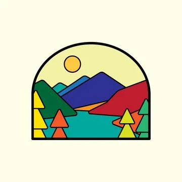 Simple vector illustration of North Cascades National Park in mono line style Stock Illustration