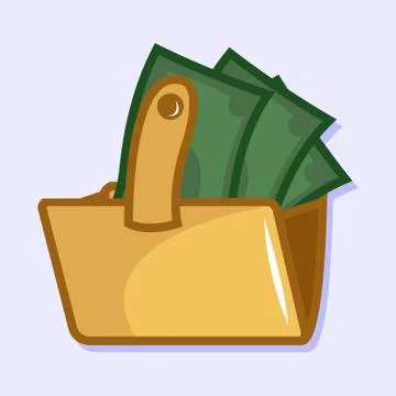 Simple vector illustration of an open wallet filled with money Illustrazione stock