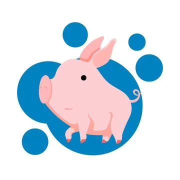 Simple vector illustration of a pig isolated on white background. Cartoon Stock Illustration