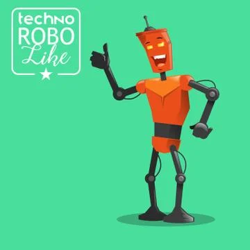 Simple vector illustration of a smiling cartoon red robot Stock-Illustration