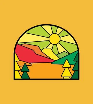 Simple vector illustration of st mary lake  Stock Illustration