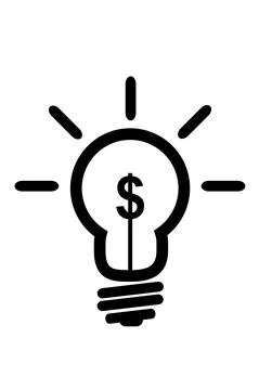 Simple Vector Illustration Symbol, Bulb Lamp, Idea to Get Dollar Earn, Isolat Stock Illustration