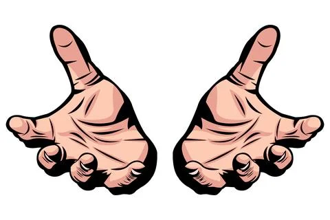 Simple vector illustration of two open hands Stock Illustration