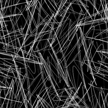 Simple vector image of abstract white curved and twisted white lines on a black Stock Illustration