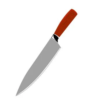 Simple vector kitchen knife, flat color continuous, isolated on white Stock Illustration