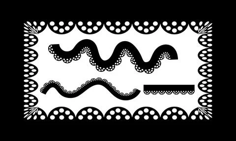 A simple vector lace brush for decoration. Rectangular frame and wavy lines. Stock Illustration