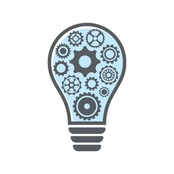 Simple vector light bulb with gear wheels Illustration