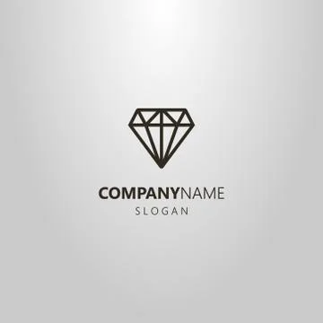 Simple vector line art abstract gem logo Stock Illustration
