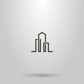 Simple vector line art abstract sign of three high-rise buildings  Ilustración de archivo
