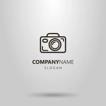 Simple vector line art camera logo Stock Illustration