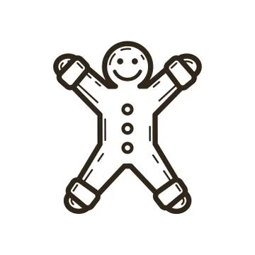  simple vector line art Christmas gingerbread icon  Stock Illustration