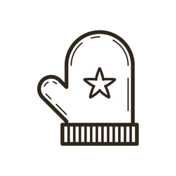 Simple vector line art Christmas glove icon Stock Illustration