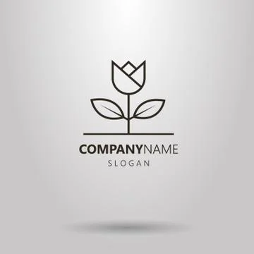 Simple vector line art flower logo Stock Illustration