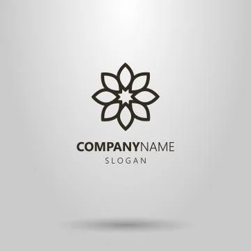Simple vector line art flower logo with eight petals Stock Illustration