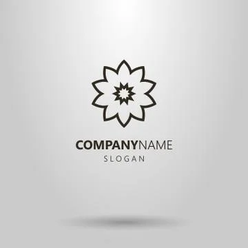 Simple vector line art flower bud logo Stock Illustration