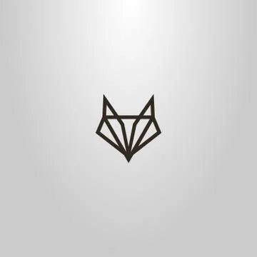 Simple vector line art geometric sign of an abstract fox or wolf head Stock Illustration