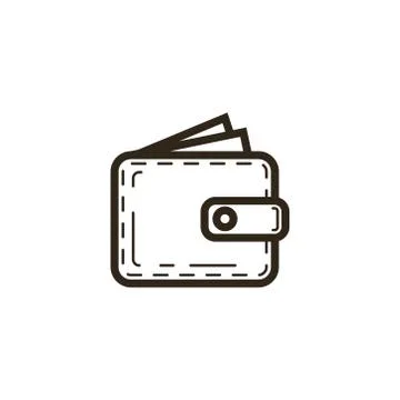Simple vector line art icon of the wallet  with sticking out bills Illustrazione stock