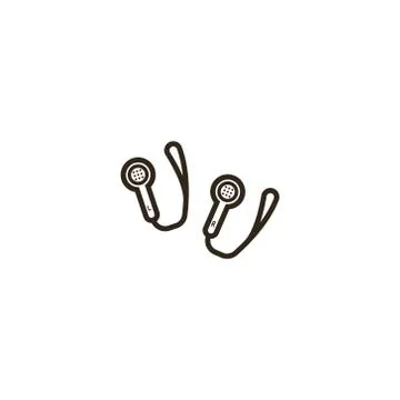 Simple vector line art icon of wireless headphones Illustrazione stock