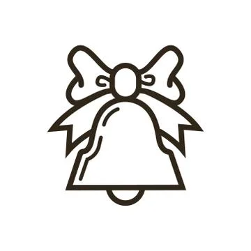 Simple vector line art icon of bell with bow Stock Illustration