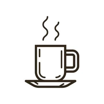 Simple vector line art icon of mug with hot drink Stock Illustration