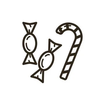 Simple vector line art icon of holiday sweet candys Illustrazione stock