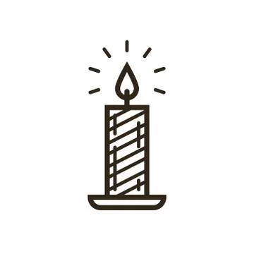 Simple vector line art icon of a burning candle Stock Illustration