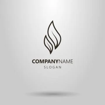 Simple vector line art logo of two tea leaves Stock-Illustration