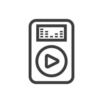  simple vector line art music player icon Stock Illustration