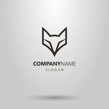  simple vector line art outline fox face logo Stock Illustration