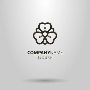 Simple vector line art outline logo of a flower Stock Illustration