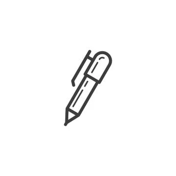 Simple vector line art outline ballpoint pen icon Illustrazione stock