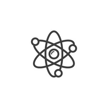 Simple vector line art outline atom icon Stock Illustration