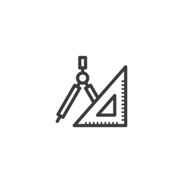 Simple vector line art outline tools icon for geometry Stock Illustration