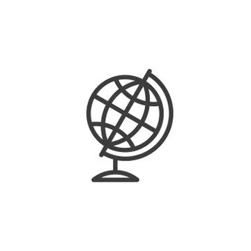 Simple vector line art outline globe icon Illustrazione stock