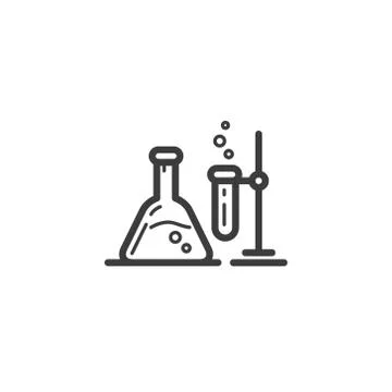 Simple vector line art outline icon of chemical beakers Stock-Illustration